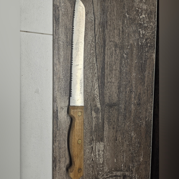 Vintage Farberware Wood Handle Large Kitchen Knife - Picture 1 of 3